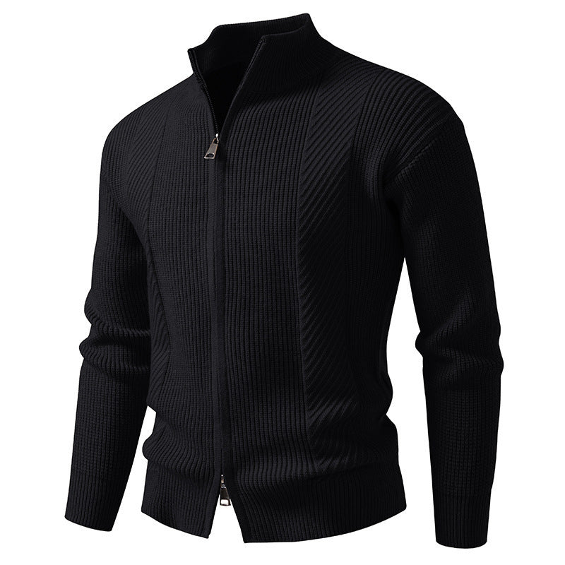Herren Strickjacke Modern Stehkragen Reißverschluss