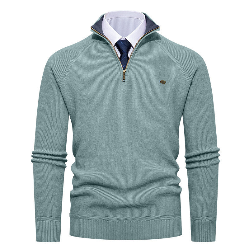 Herren Strickpullover Elegant Stehkragen Reißverschluss