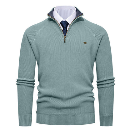 Herren Strickpullover Elegant Stehkragen Reißverschluss