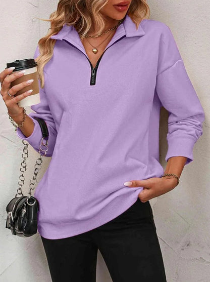 Damen Sweatshirt Lässig Reißverschluss Sportlich