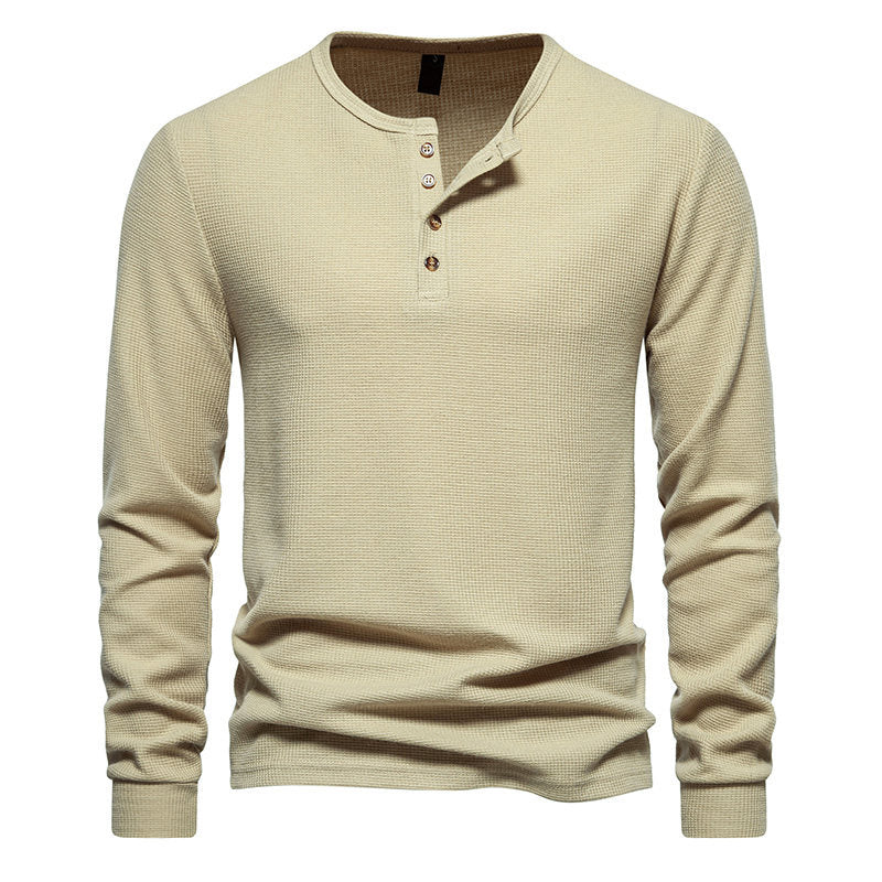 Herren Langarmshirt Strukturiert Modern Knöpfe