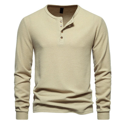 Herren Langarmshirt Strukturiert Modern Knöpfe