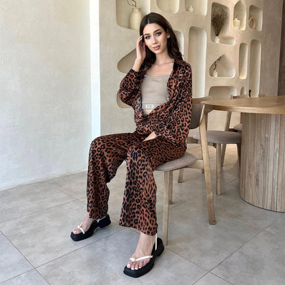 Damen Lounge-Set Leopardenmuster Elegant Komfortabel
