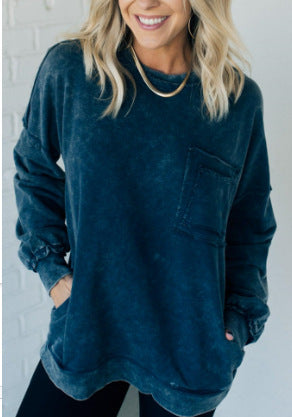 Damen Oversized Sweatshirt Bequem mit Taschen
