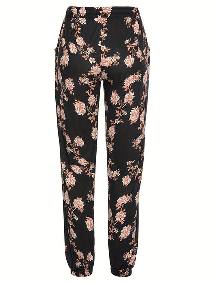 Damen Freizeithose Blumenmuster Elastisch Bequem