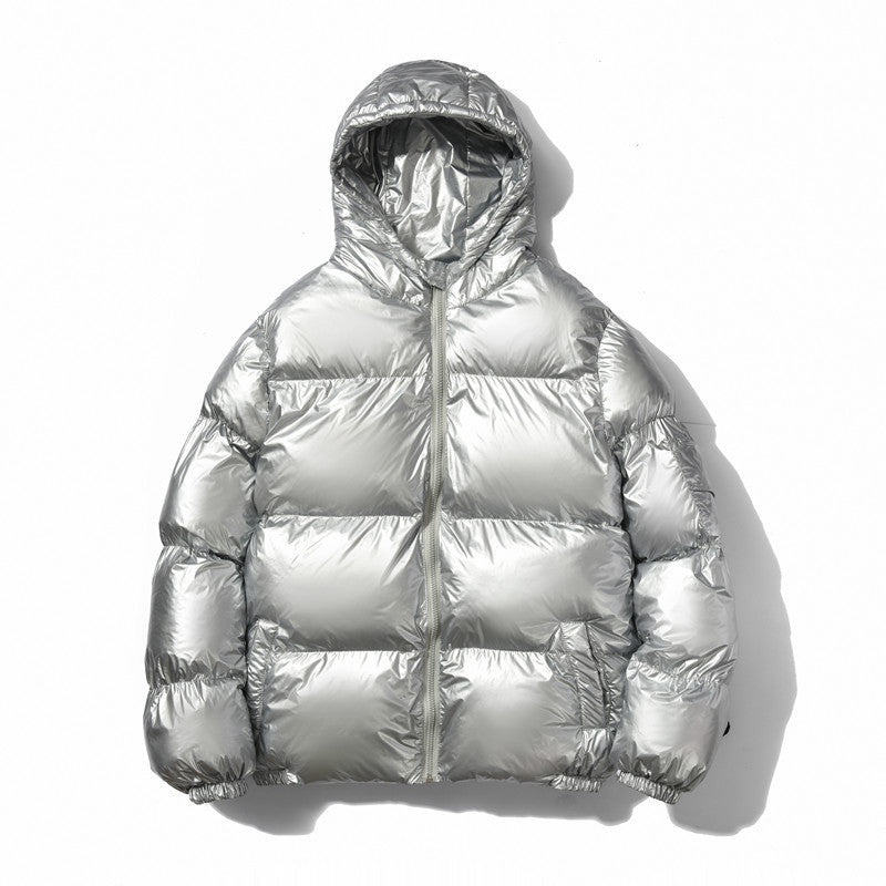 Übergröße Pufferjacke Silber Metallic