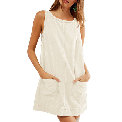 Damen Jerseykleid Lässig Rundhals mit Taschen
