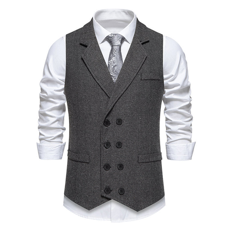 Herren Weste Elegantes Herringbone-Design Doppelreihige Knöpfe