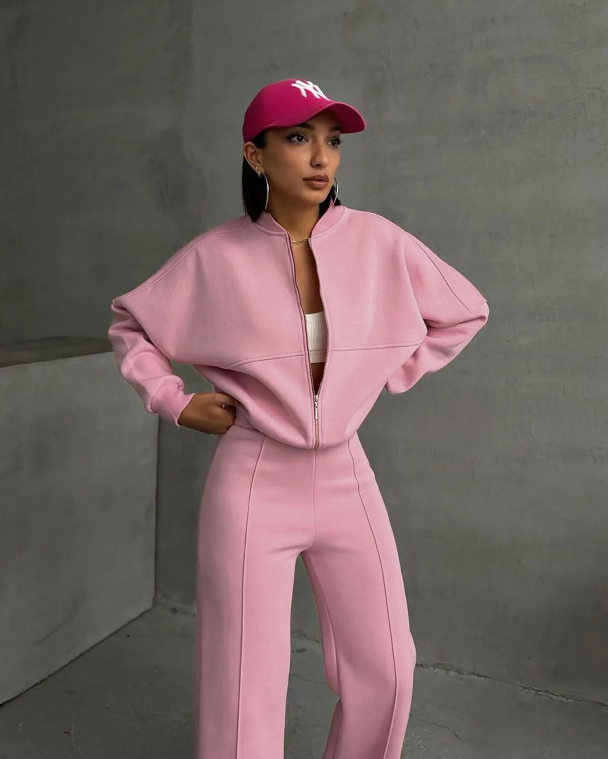 Damen Freizeit Set Bequem Reißverschluss Hose