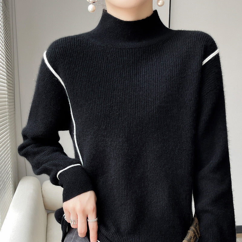Eleganter Rollkragen Pullover Schlicht Stil
