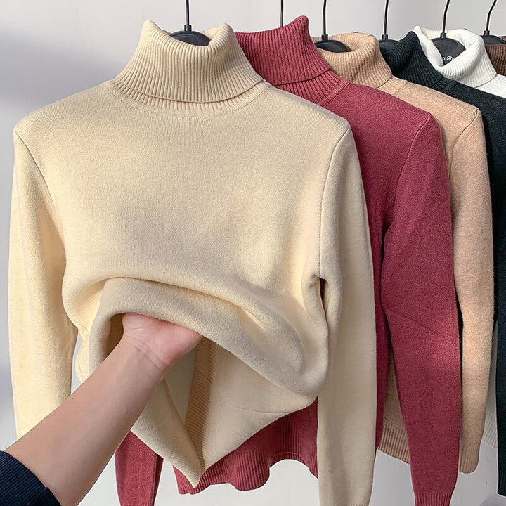 Weiche Rollkragenpullover Damen Teddyfleece