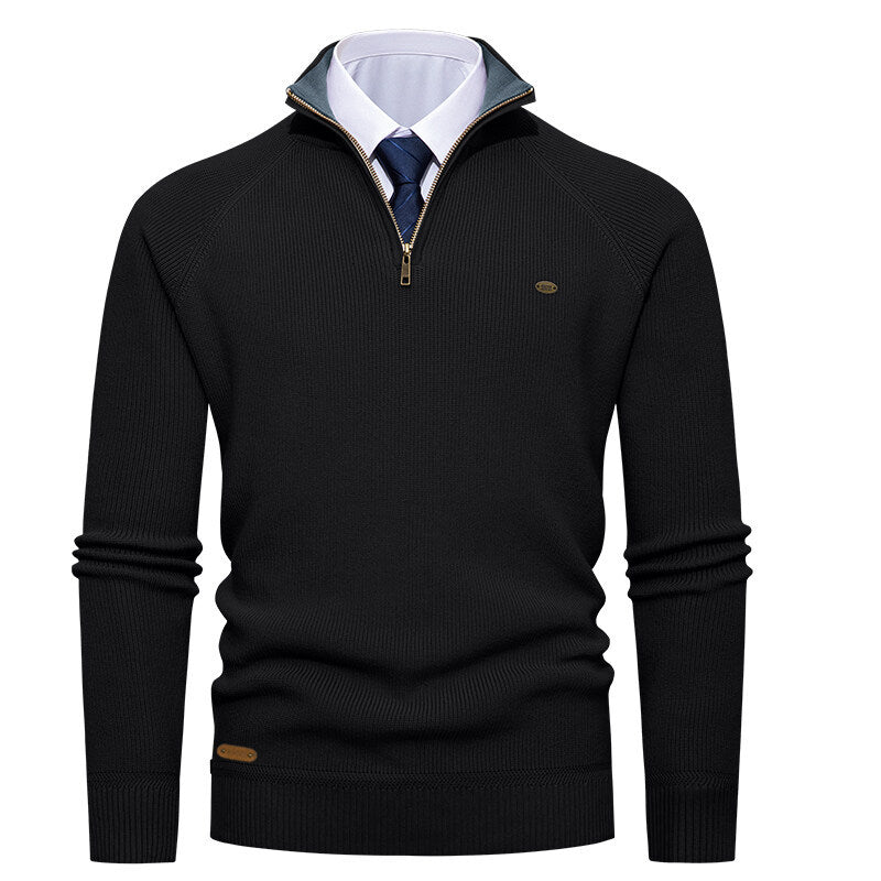 Herren Strickpullover Elegant Stehkragen Reißverschluss