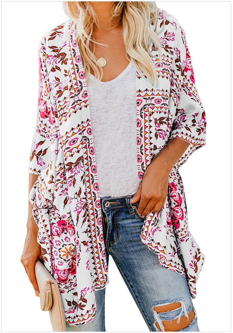 Damen Kimono Sommer Leicht Floralmuster