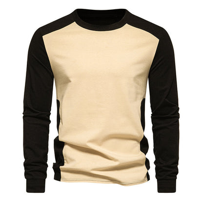 Herren T-Shirt Langarm Bequem Kontrast Ärmel