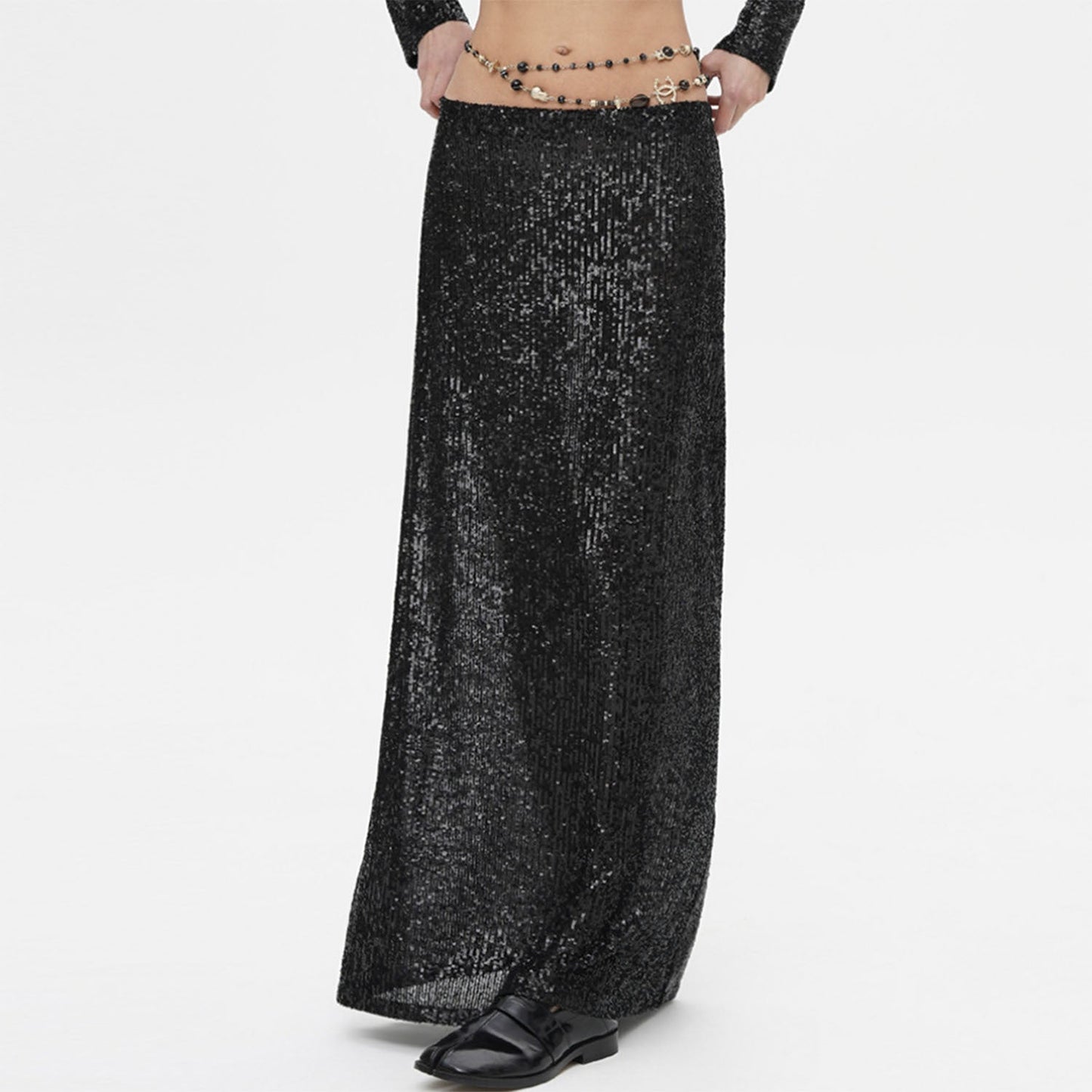 Damen Maxi-Kleid Glitzernd Elegant Hochtailliert