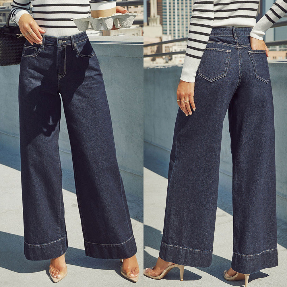 Damen Hochtaillen Jeans Hose Elegant Schnitt - IdealeKleiden