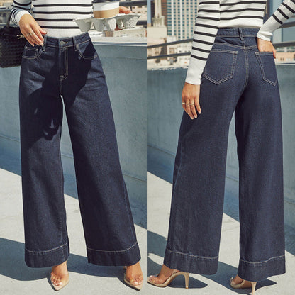 Damen Hochtaillen Jeans Hose Elegant Schnitt - IdealeKleiden