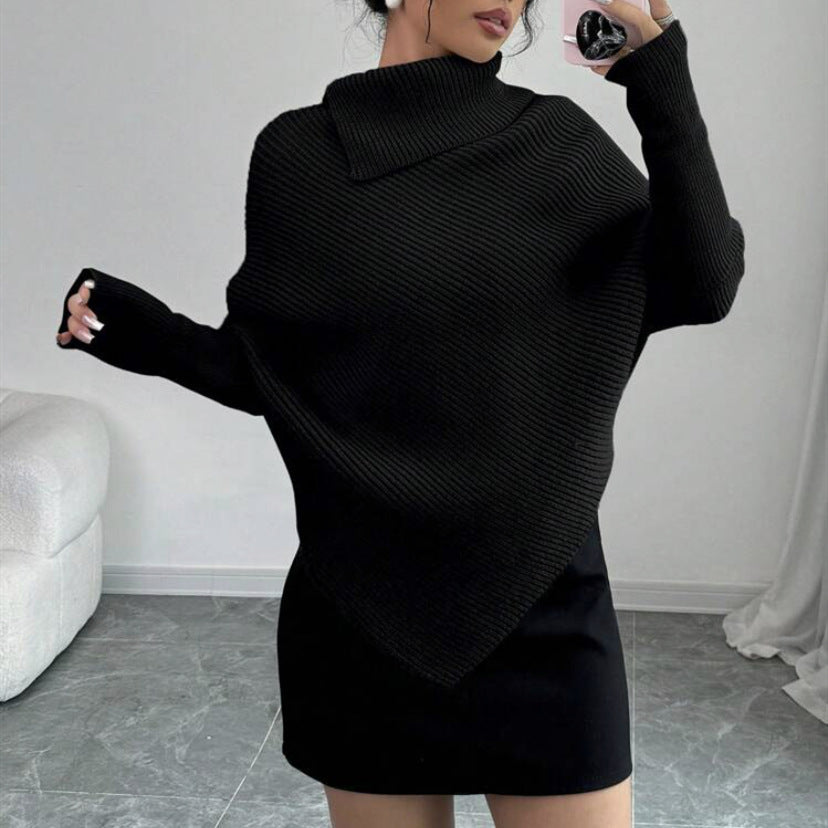 Damen Oversized Pullover Großzügig Asymmetrisch
