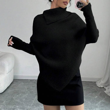 Damen Oversized Pullover Großzügig Asymmetrisch