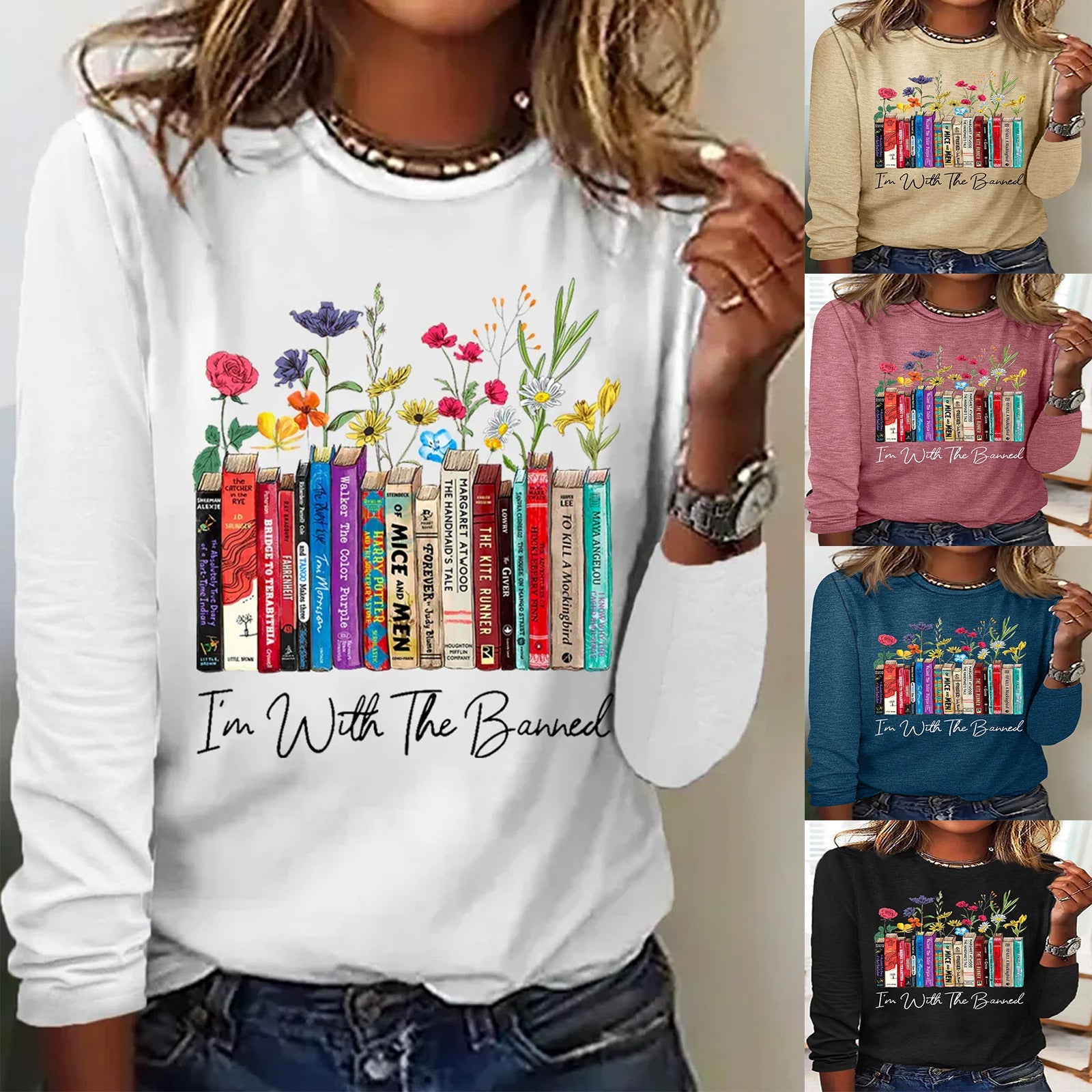 Damen Blumen-Shirt Langarm Romantic Look - IdealeKleiden