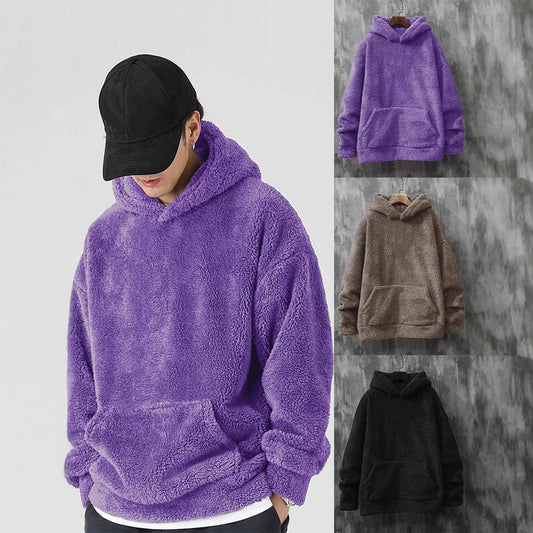 Damen Hoodie Kuschel Fleece Kapuze Tasche - IdealeKleiden