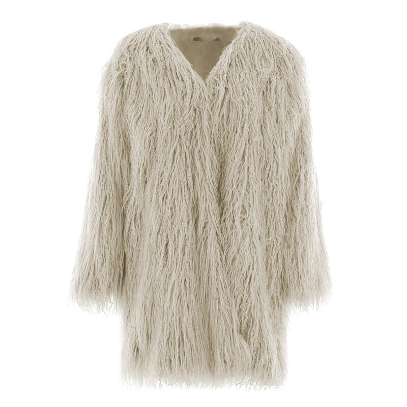 Damen Wintermantel Weich Flauschig Lang