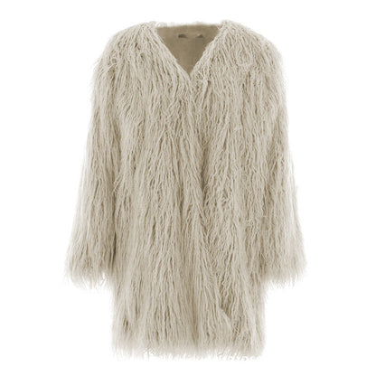Damen Wintermantel Weich Flauschig Lang
