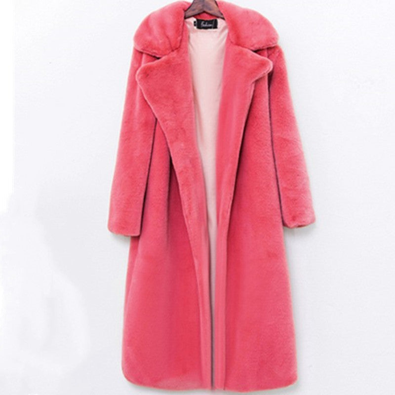 Damen Teddy Mantel Lang Elegant Schnitt
