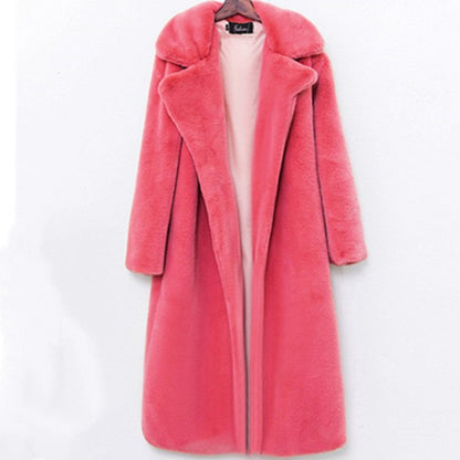 Damen Teddy Mantel Lang Elegant Schnitt