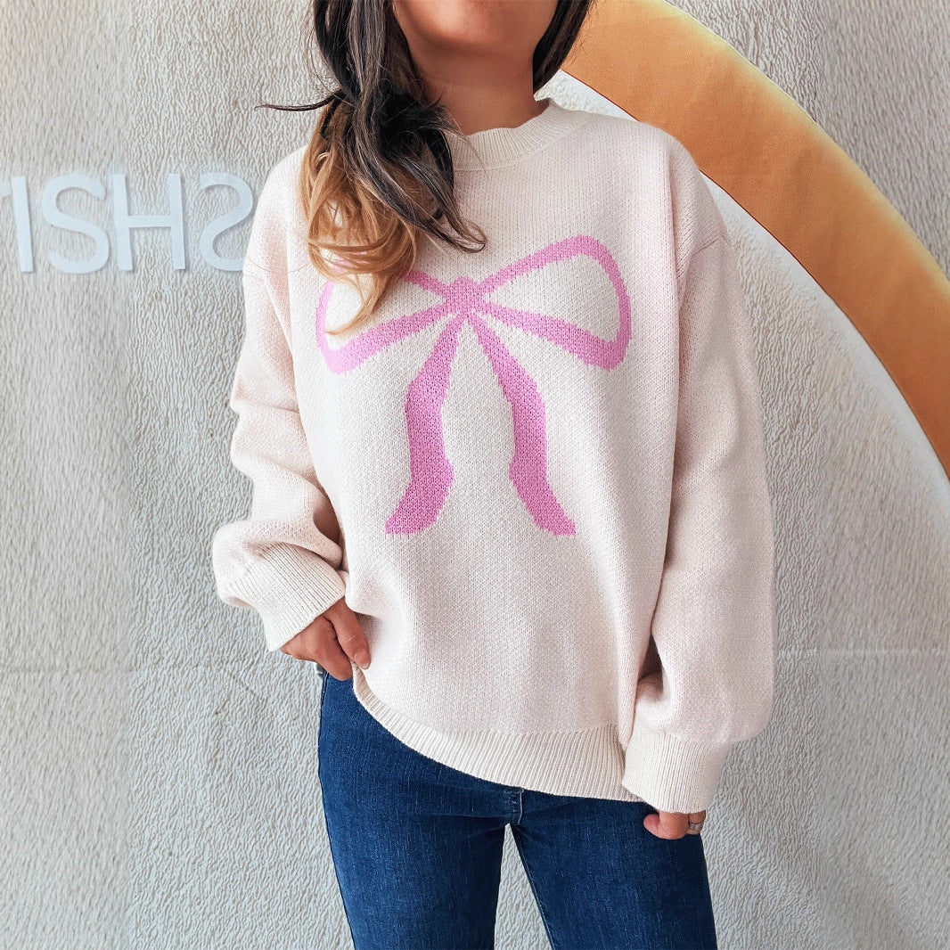 Damen Pullover Weich Schleifendesign - IdealeKleiden