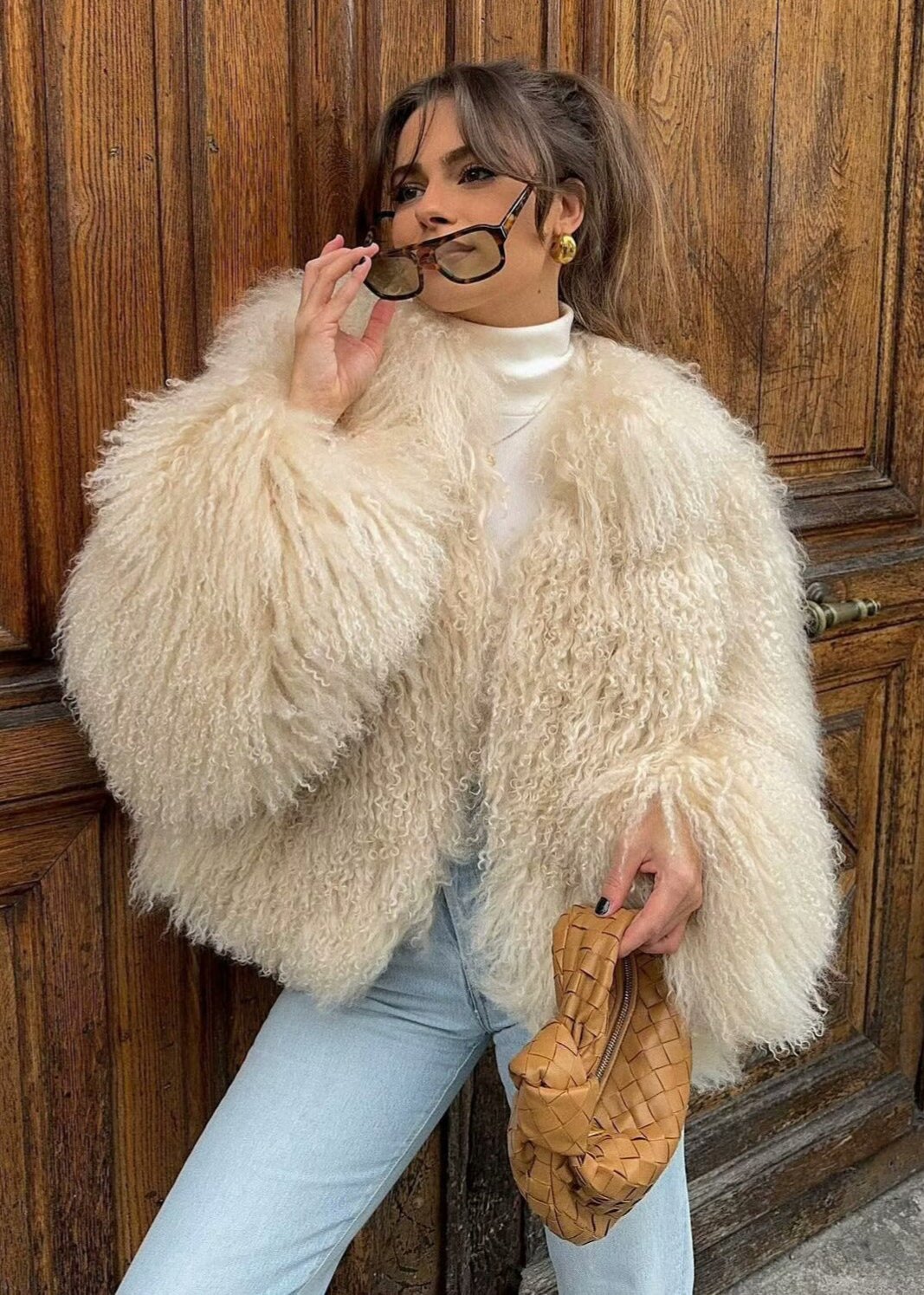 Elegante Faux-Shearling-Jacke Damen - IdealeKleiden