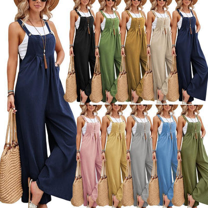Damen Jumpsuit Modern Weites Bein Verstellbar - IdealeKleiden