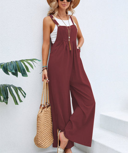 Damen Jumpsuit Modern Weites Bein Verstellbar