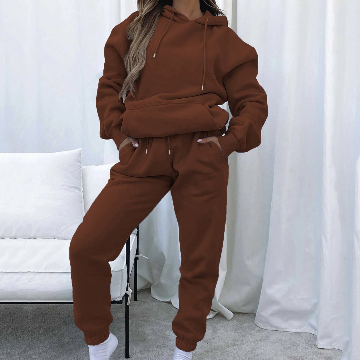 Damen Bequemer Kapuzenpullover mit Jogginghose Set