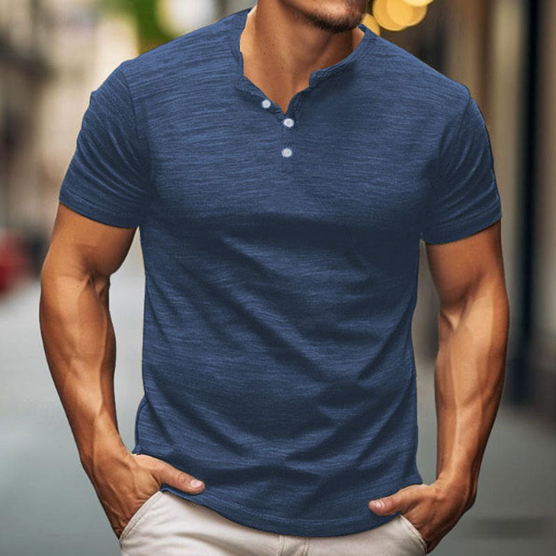Herren T-Shirt Kurzarm Modern Knopfdesign