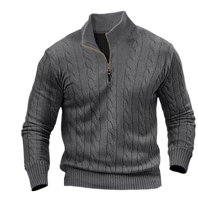 Herren Pullover Modern Zopfmuster Offener Kragen