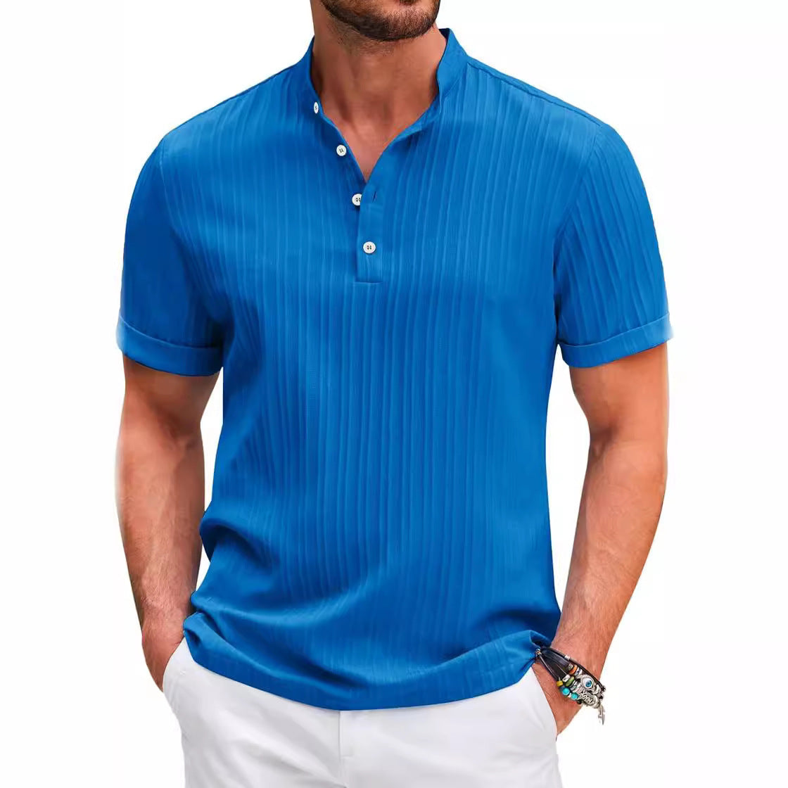 Herren Kurzarm T-Shirt Trendy Struktur Optik