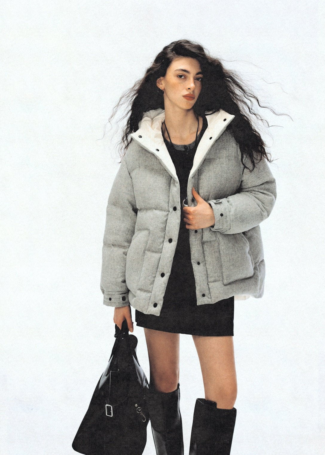 Stylische Oversized Pufferjacke Marine Look