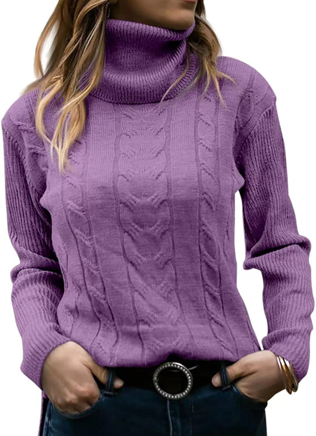 Damen Strickpullover Stehkragen Zopfmuster Elegent