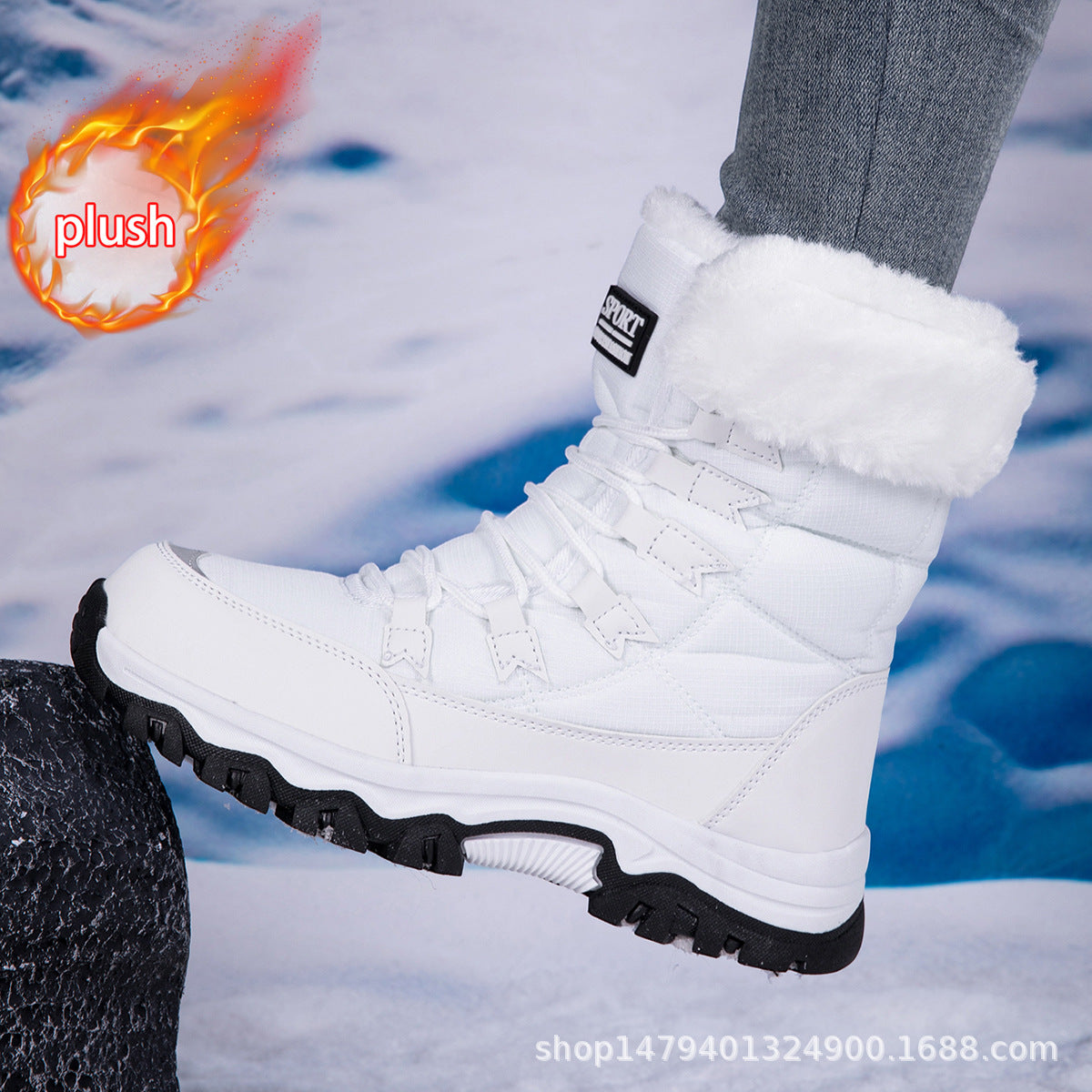Damen Winterstiefel Warm Fleece Innensohle Rutschfest - IdealeKleiden