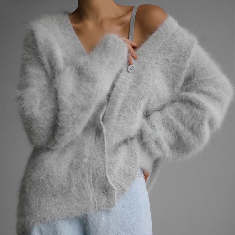 Damen Weich Cardigan Langarm Elegant