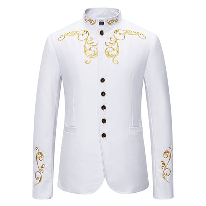 Herren Blazer Elegant Stickerei Schwarzes Design
