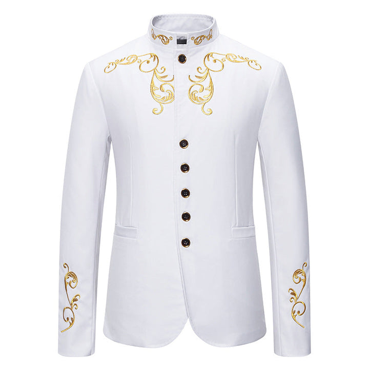 Herren Blazer Elegant Stickerei Schwarzes Design