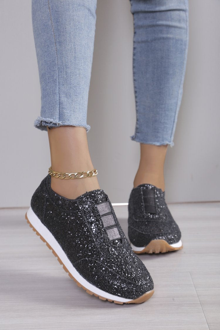 Damen Glitzer Schuhe Sneaker Elegant Chic