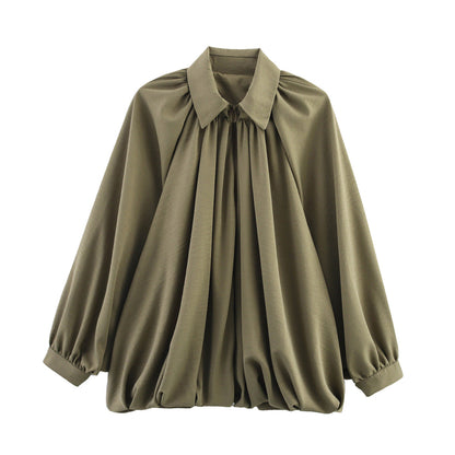Damen Bluse Oversized Leicht Rüschen Design