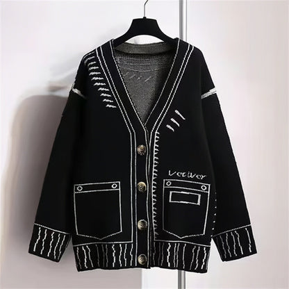 Damen Strickjacke Modern Grafik Design