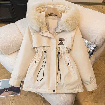Damen Winterparka Warm Isoliert mit Abnehmbarem Faux-Fell-Kragen und Seiten-Taschen