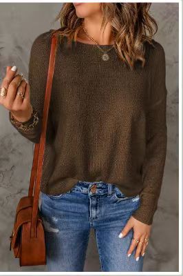 Damen Pullover Grobstrick Weit Geschnitten V-Ausschnitt