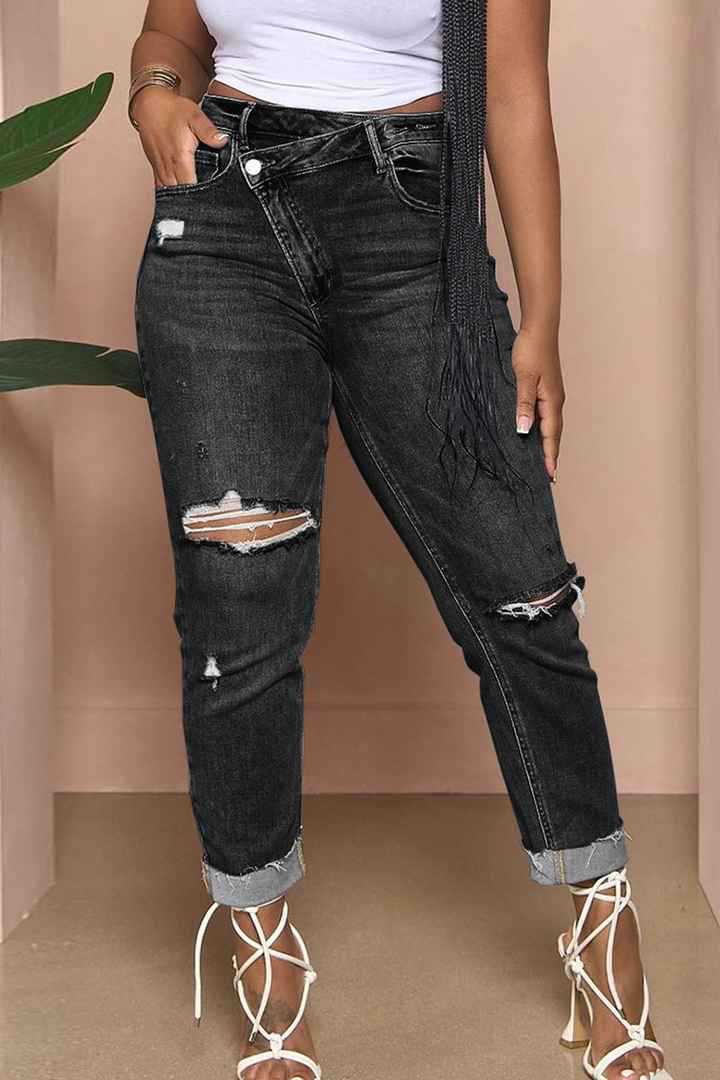 Damen Jeans Relaxed Fit Ripped Style