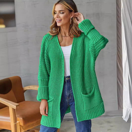 Damen Strickcardigan Groß Größe Rippendesign Praktisch - IdealeKleiden
